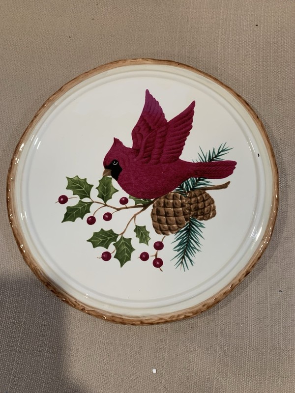 Sonoma Knollwood Hot Plate Holder Cake Plate Holder Cardinal Winter Theme