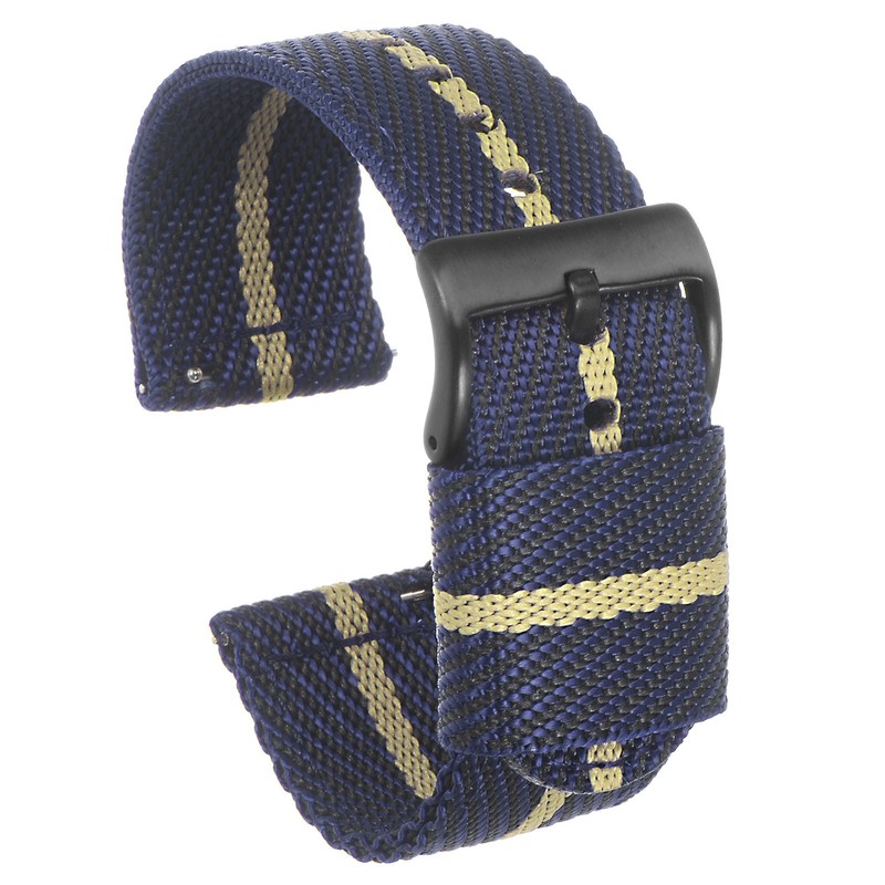 Blue Cachi Nylon Stripes Strap 24mm Width Nylon Strap for Men