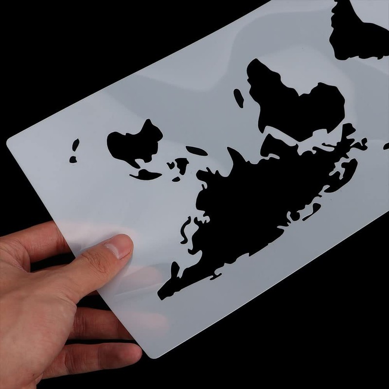 World Map Design Cake Stencil, Plastic Hollow Printing Cake Decorative Flower... gallery