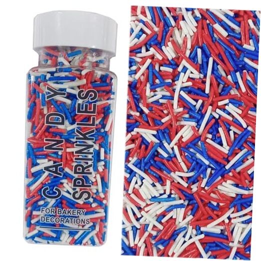 Patriotic Jimmies Sprinkles Edible for Cake Decorating Red White Blue Jimmies