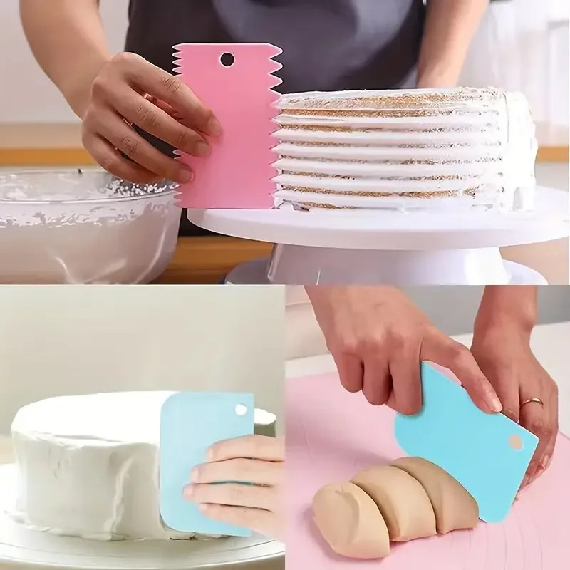 3Pcs Cake Scraper Smoother Set Icing Spatula Dough Scraper Baking Tool gallery