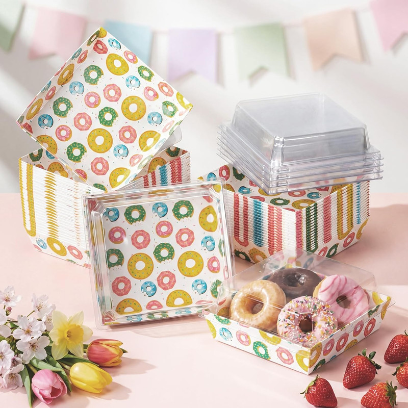 50 Pack Charcuterie Boxes with Clear Lids, Disposable Bakery Treat Boxes for Coo gallery