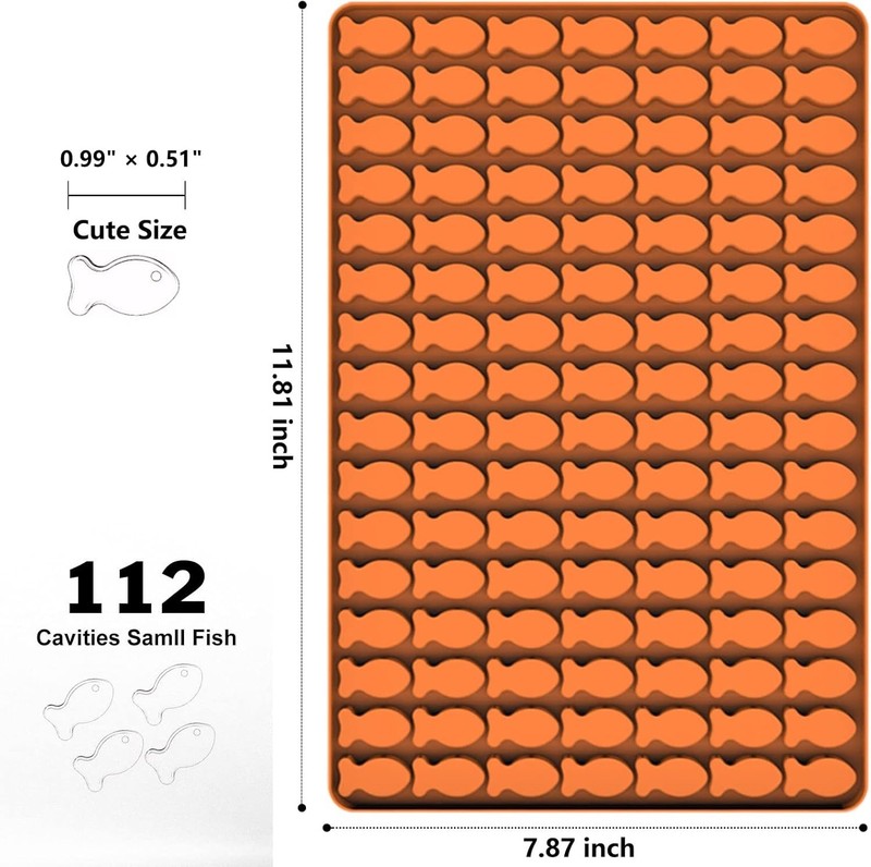 Cat Treat Molds, 112 Cavities Mini Fish Shape Silicone Mold for Baking Pet Tr... gallery