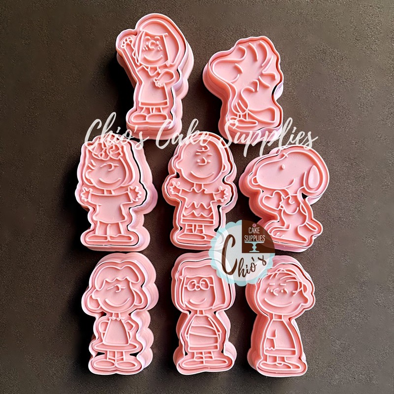 Cookie Cutter With Embosser Stamp, 16 pieces Set, 8 cutters + 8 embosser stamps