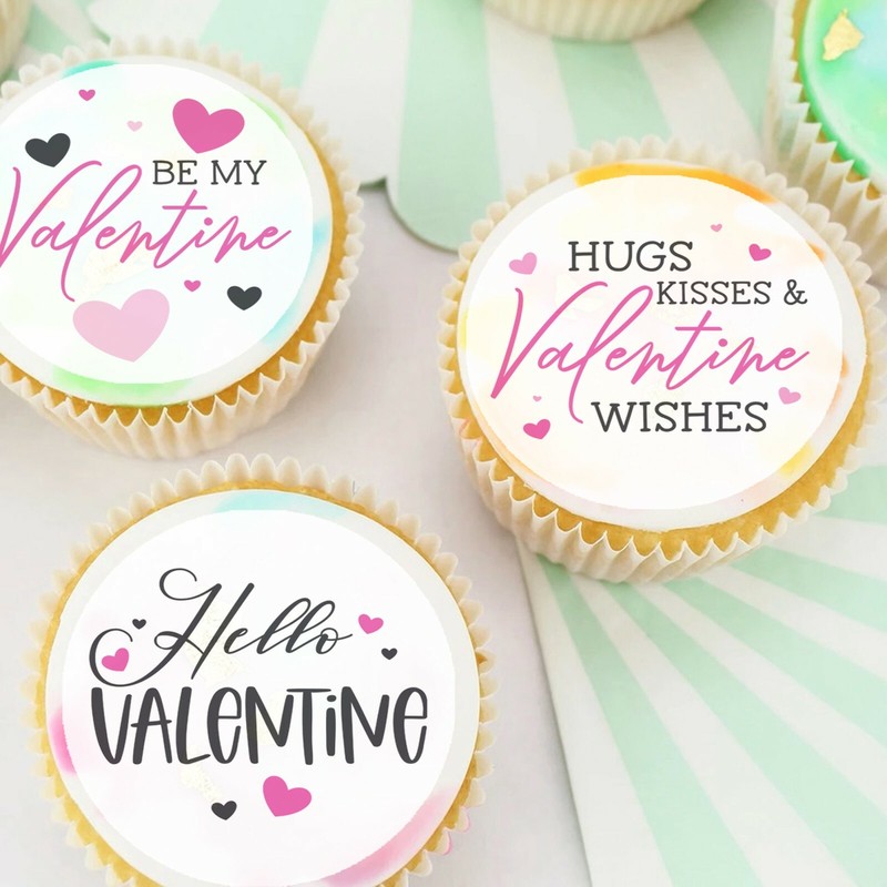 Love Valentines Pre-cut Edible Icing Cupcake or Cookie Toppers
