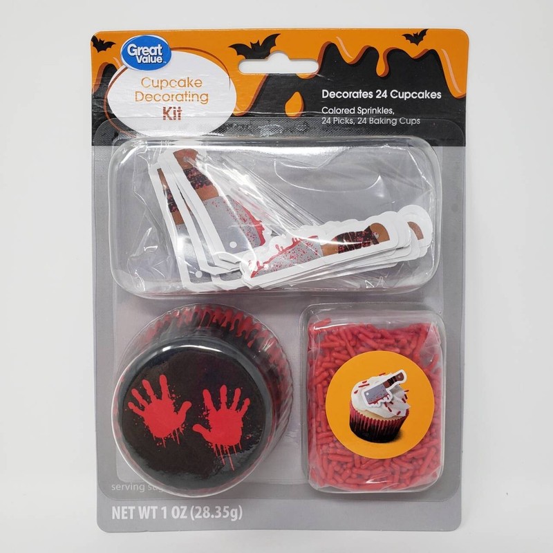 Halloween Cupcake Decorating Kit Great for Theme Parties Bloody Handprints