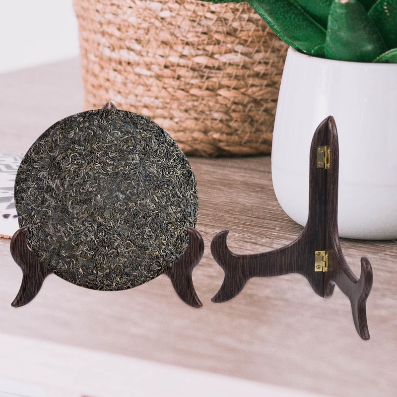 Pu Er Tea Cake Stand 5.90X5.70 Inches Bamboo Plate Display Stand Compact Tea ... gallery