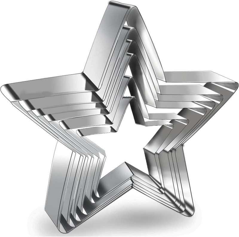 6 Pieces Star Cookie Cutters Set – Stainless Steel Five-Pointed Shaped Cutter, B