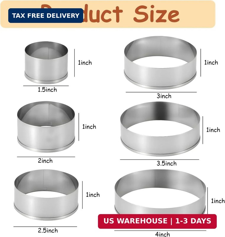 6 PCS Round Cookie Cutters (1.5,2,2.5,3,3.5,4 Inch), Stainless Steel Cookie Cutt gallery