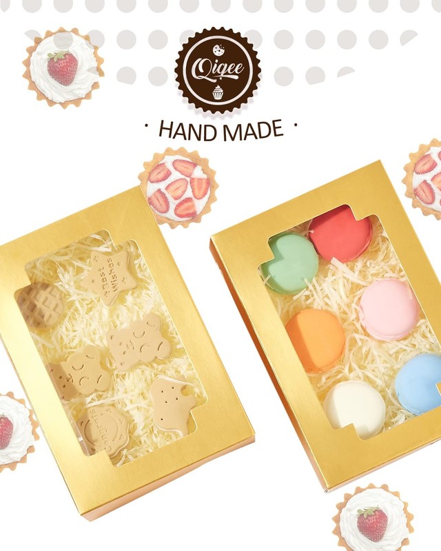 Cookie Boxes 24 PCS 8x5.3x2 Inch Gold Treat Box Window Bakery Donuts Candy gallery