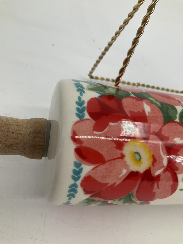 Pioneer Woman Vintage Floral Pattern Ceramic Rolling Pin Collectible Retired gallery