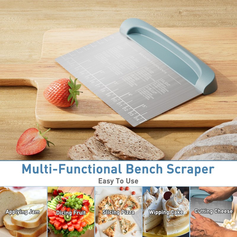 Dough Scraper 304 Stainless Steel 2 in 1 with Conversion Chart - Kitchen Baking gallery