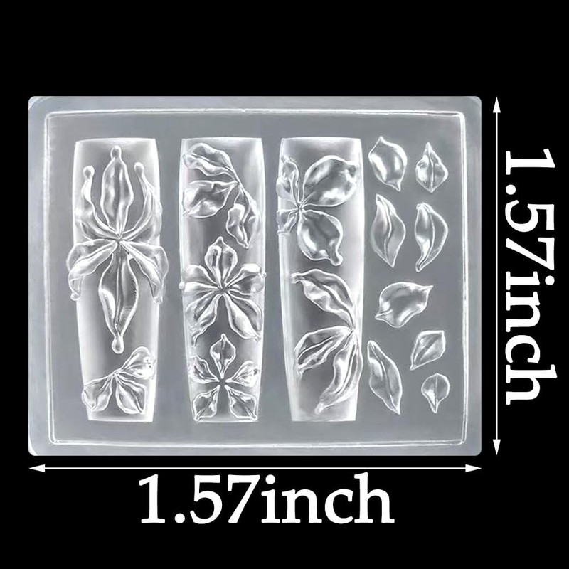 Lily Flower Charms Silicone Nail Molds-3D Gel Nail Art Mold Floral Charms for Na gallery