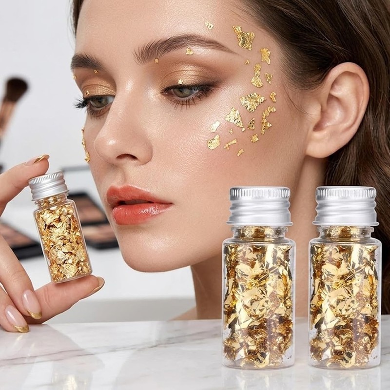 Decorative Gold Leaf Flakes Cake Drink Cupcake Gilding Foil 2PCS gallery