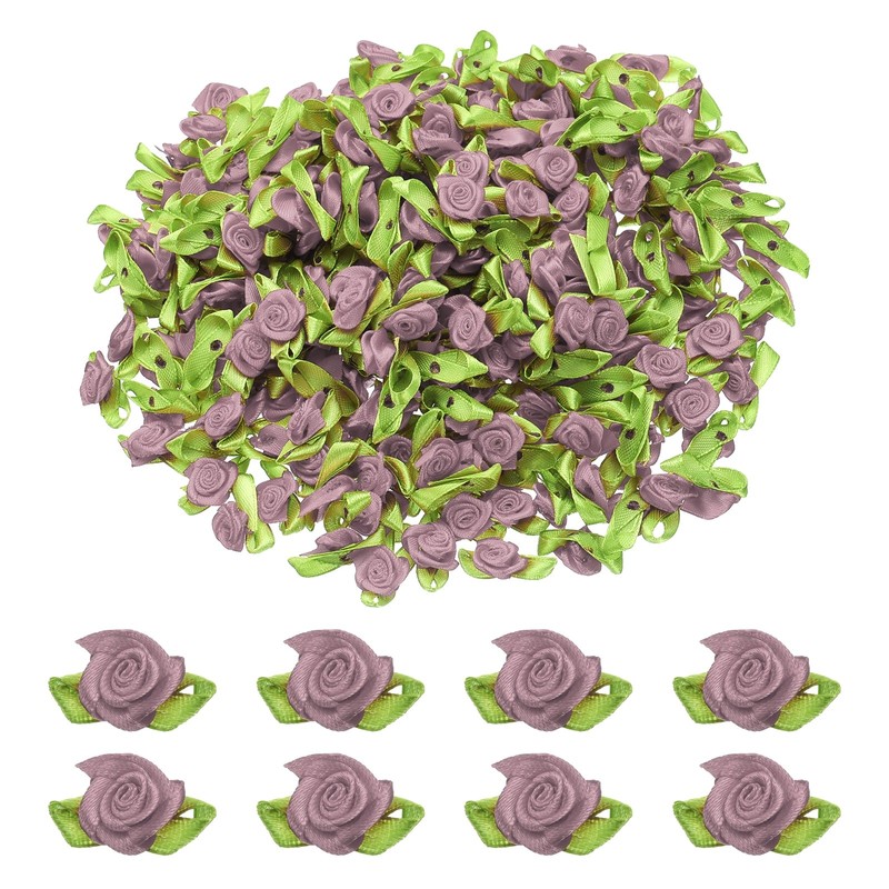500 Pcs Mini Ribbon Roses Flowers Bows for Crafts, 15mm/0.6″ Dia, Dusty Rose