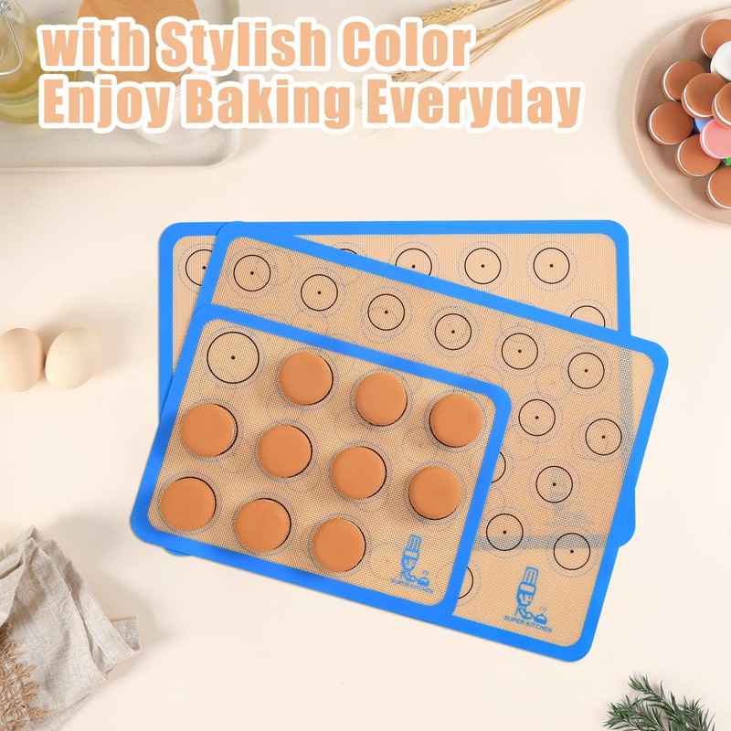 Silicone Macaron Baking Mat Half Sheet - Set of 3 (2 Half Sheet and 1 Quarter... gallery