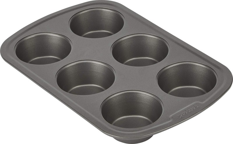 GoodCook Everyday Muffin Pan Nonstick Warp-Resistant Carbon 6 Cups, Gray