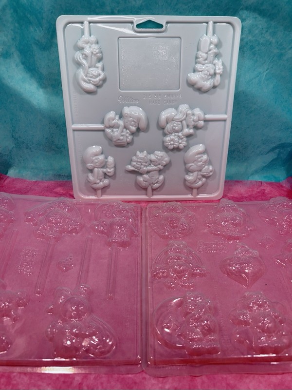 3 Lollipop/Candy Molds – 1 SMURF + 2 CARE BEARS. From 1983/1984