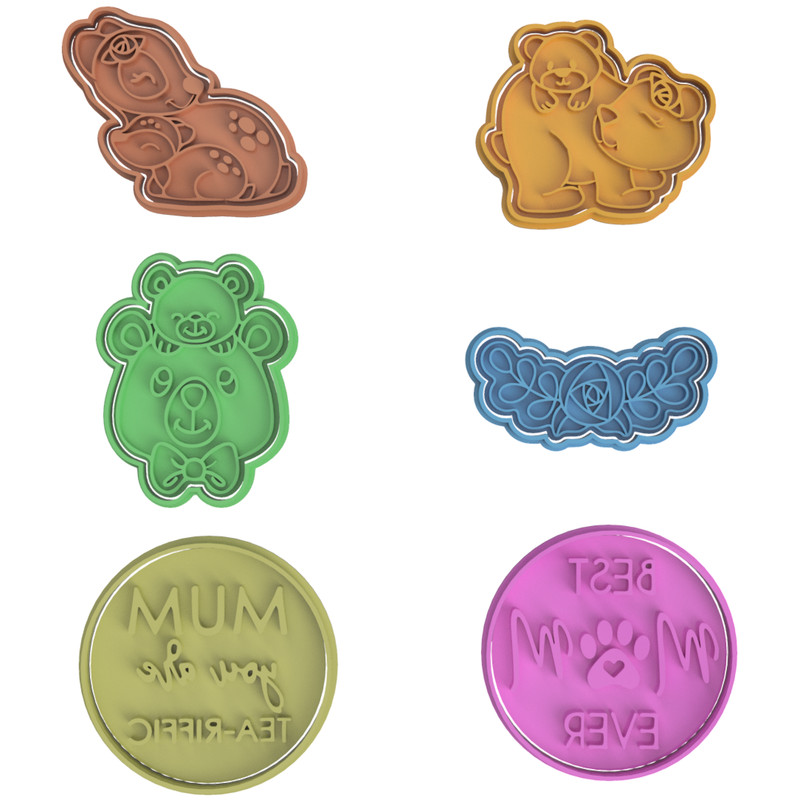 Mother Animals Cookie Cutter Stamp Deer Polar Bear Best Mom Evers