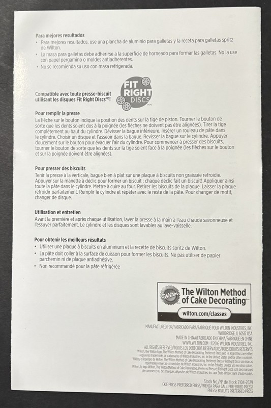 Wilton Cookie Press Pro Replacement Instructions & Recipe Booklet Part Only gallery