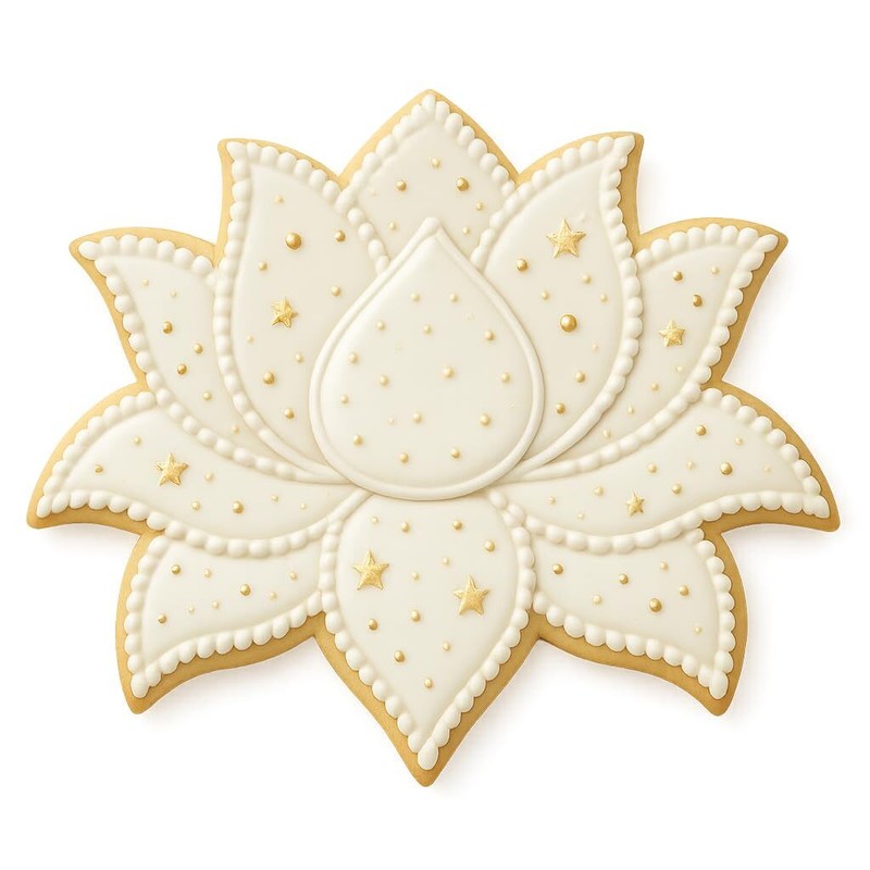 Detailed Lotus Blossom Cookie Cutter & Stamp - 4x3" gallery