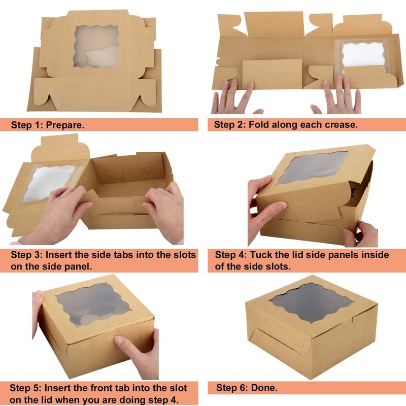60 Pcs Bakery Boxes with Window - 6x6x3 Kraft Cookie & Pastry Boxes for Treats gallery