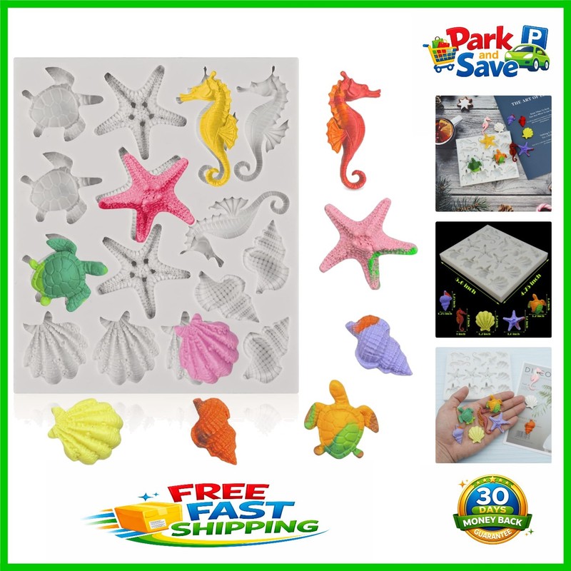 15-Cavity Non-Stick Silicone Molds for Marine-Themed Cake & Craft Creations