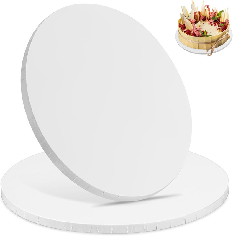 16 Inch Cake Boards, 2 Pcs Cake Drums 1/2" Thick, White Cakes Corrugated Cardboa gallery