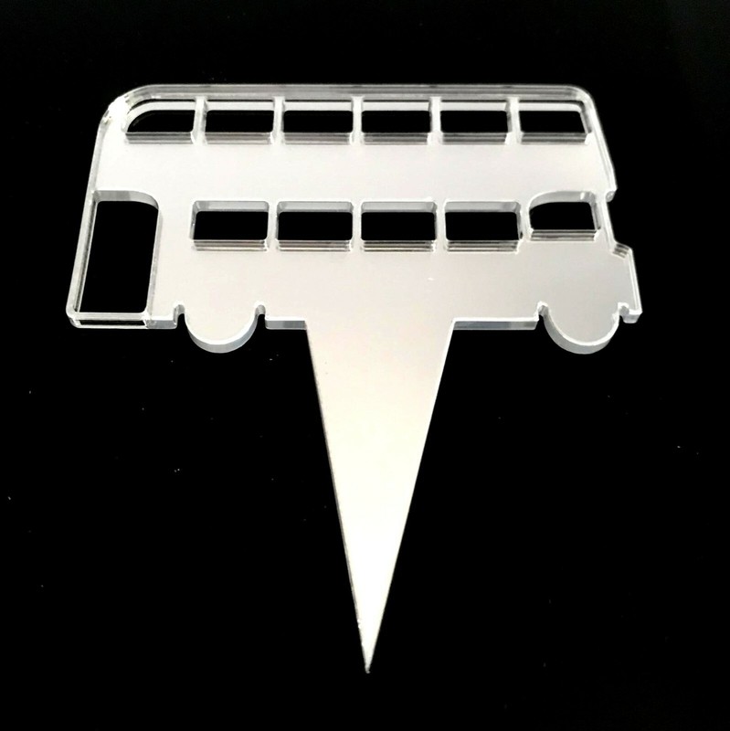 Double Decker Bus Cake & Cupcake Toppers, Many Colours & Sizes Plain or Engraved