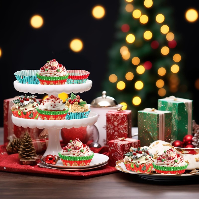 450pcs Christmas Cupcake Liners, Santa Snowman Christmas Cupcake Wrappers Bak... gallery