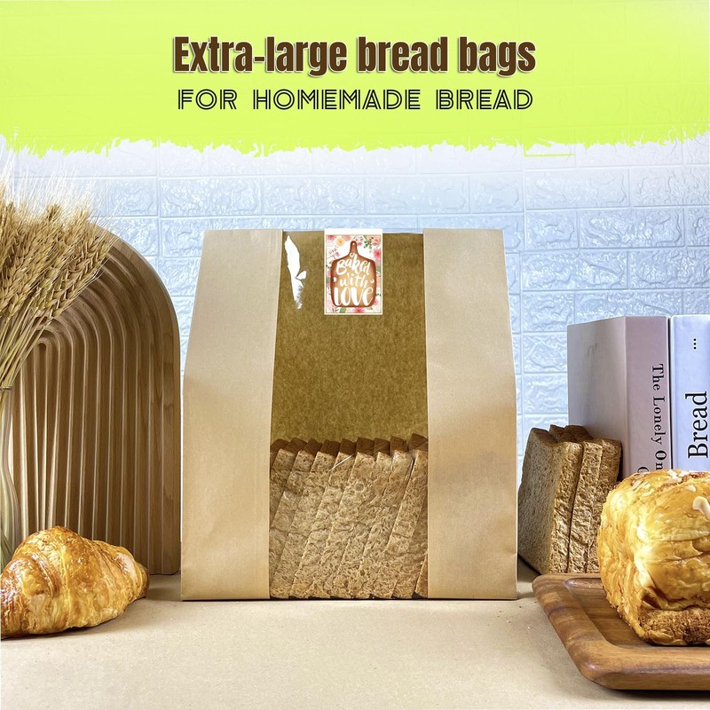 16x10x5 inch Extra Large Paper Bread Bags for Homemade Bread with Window & St... gallery