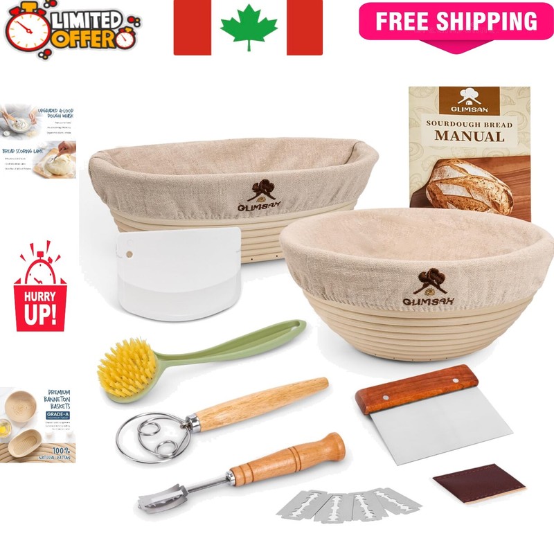 Natural Rattan Sourdough Proofing Basket Set – Premium Baking Tools Included