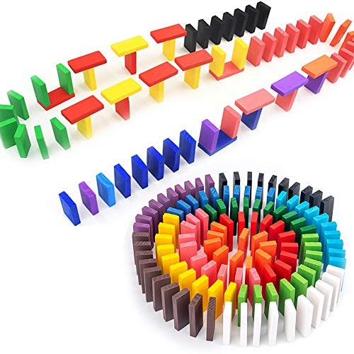 OBTANIM 600 Pcs Colorful Wooden Tile Bulk Building 600.0 Domino Blocks Set gallery