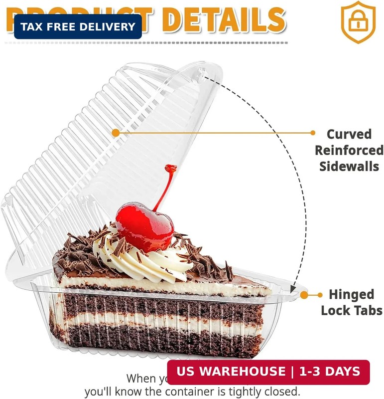 50 Pack Triangle Cake Slice Containers To Go Dessert Boxes | Disposable Pie Slic gallery