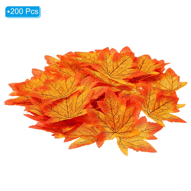 Fake Fall Leaves, 200 Pack Artificial Maple Leaves Red Yellow gallery