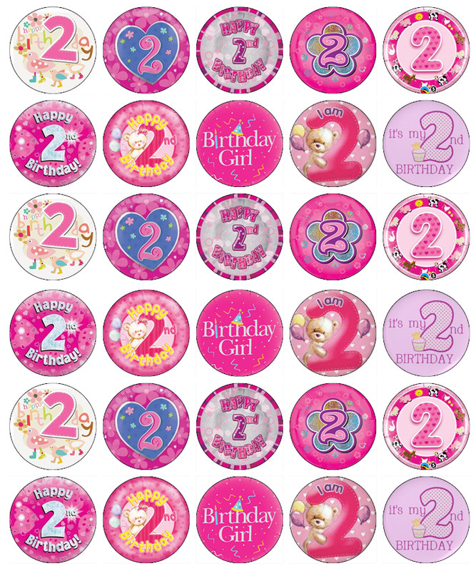 30x 2nd Birthday Girl Pink Cupcake Toppers Edible Wafer Paper Fairy Cake Toppers