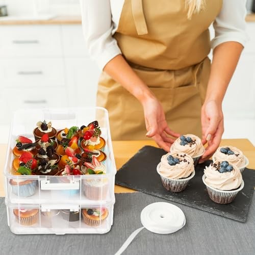 36 Cupcakes Carrier 2-layer for Cake Container Cupcake Holder with Lid and gallery