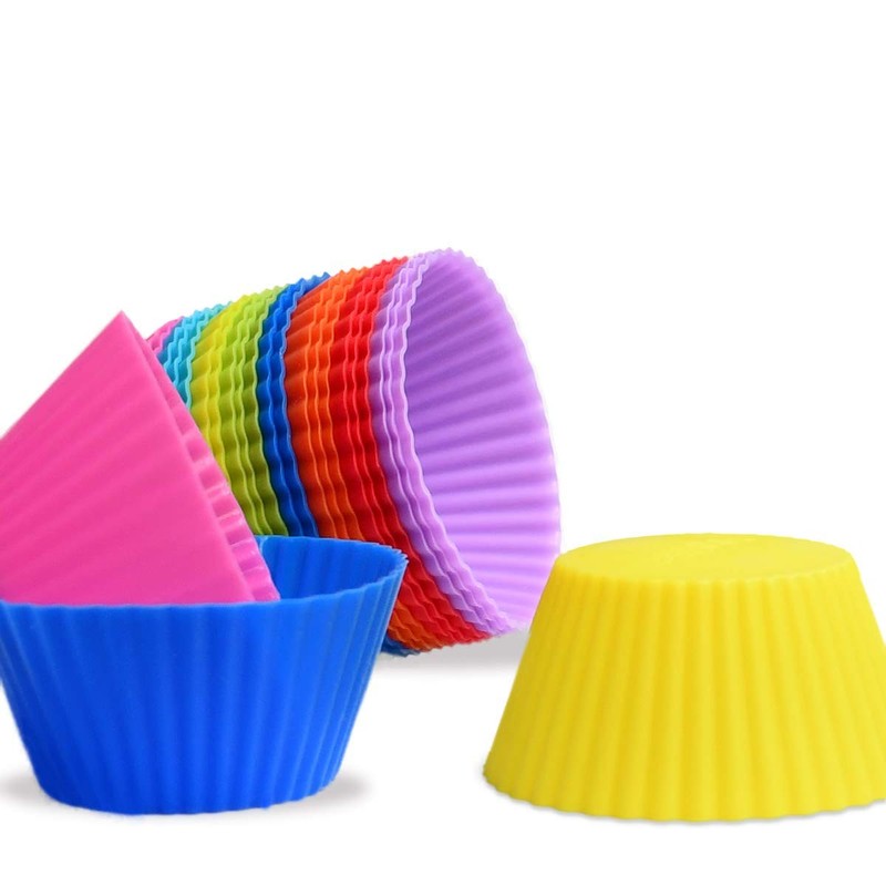 24 Pack Silicone Cupcake Baking Cups Reusable Muffin Cupcake Liners Holders gallery