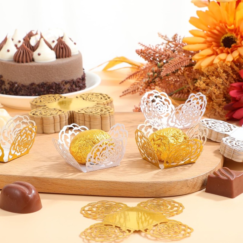 100 PCS Truffle Wrapper Liners Paper Mini Cupcake Chocolate Candy Tray gallery
