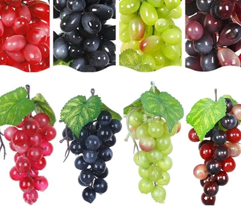4 Bunches Artificial Grapes String for Decorat, Simulat Fake Grapes