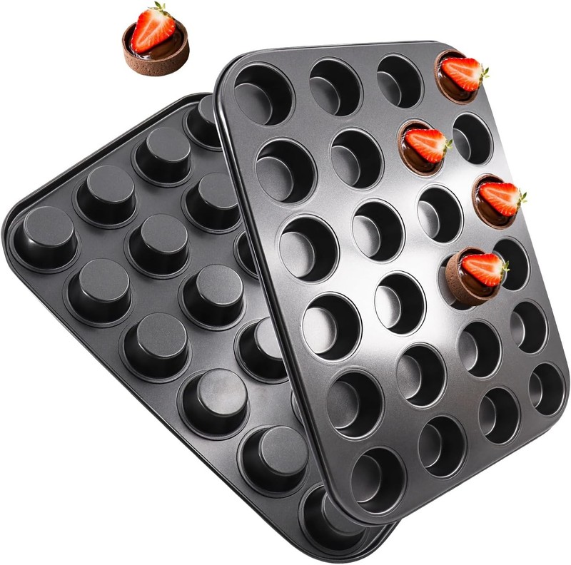 2 Packs Round Muffin Baking Pan, Premium Steel Muffin Pan for Baking, Nonstick
