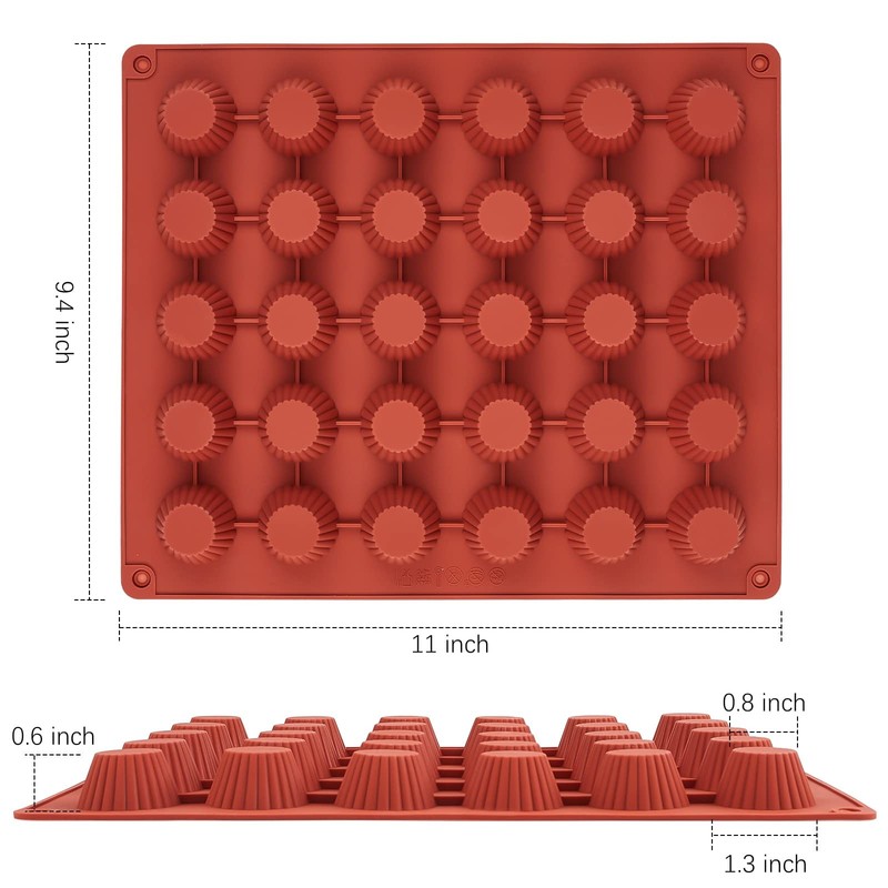 30-Cavity Mini Peanut Butter Cup Mold Silicone Candy Mold Bite Size for Keto ... gallery