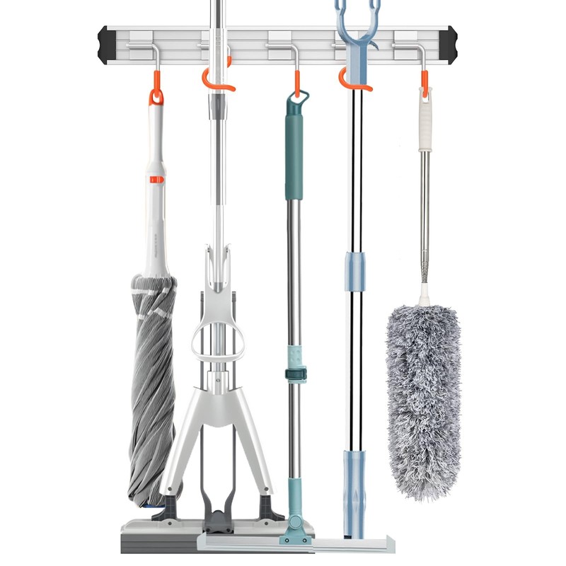 QcoQce Broom Holder Wall Mounted Garden Tool Rack Organizer, Modern Style,Mov...