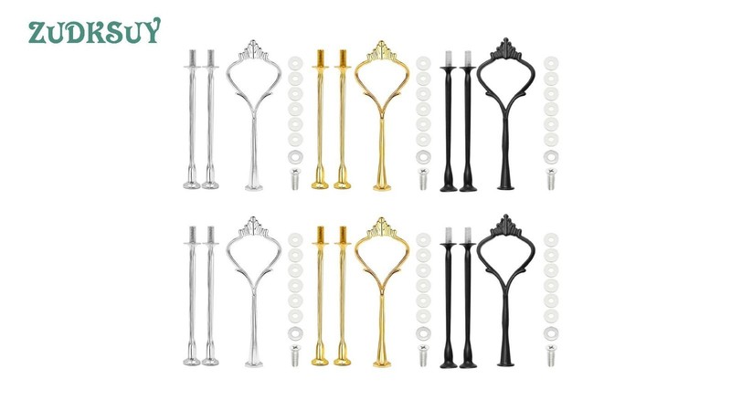 6 Sets Cake Tier Stacking Kit - 3 Tier Stand, Crown Cake Tray, Fruit Tray & Sili gallery