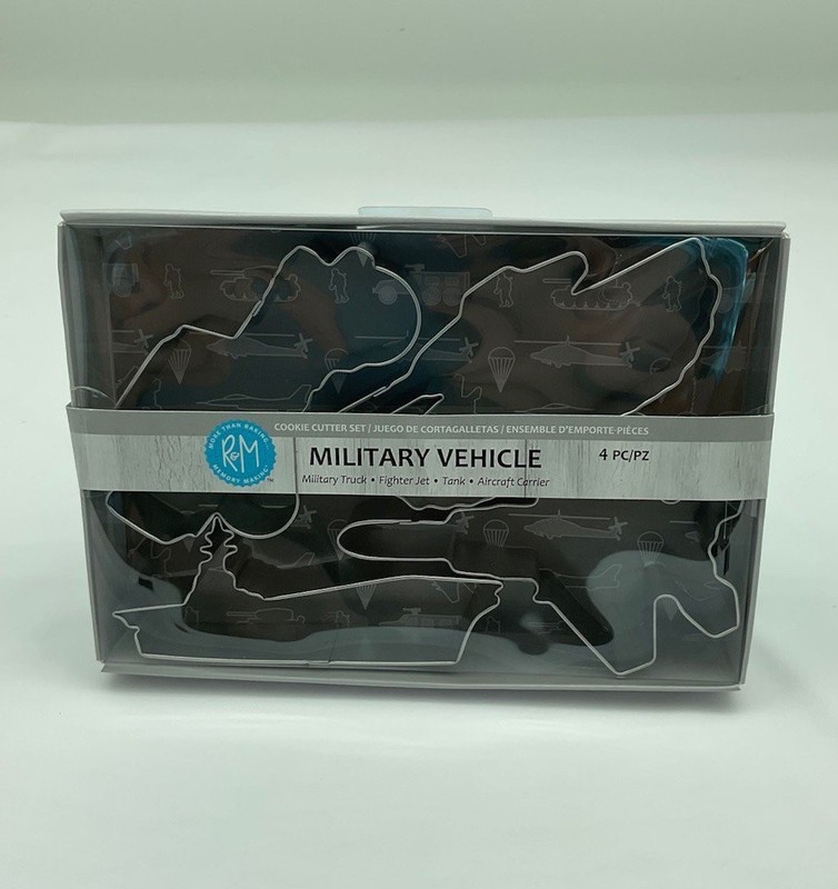 R & M 4-pc Cookie Cutter Set/Military Vehicle/Truck, Jet, Tank, Aircraft Carrier