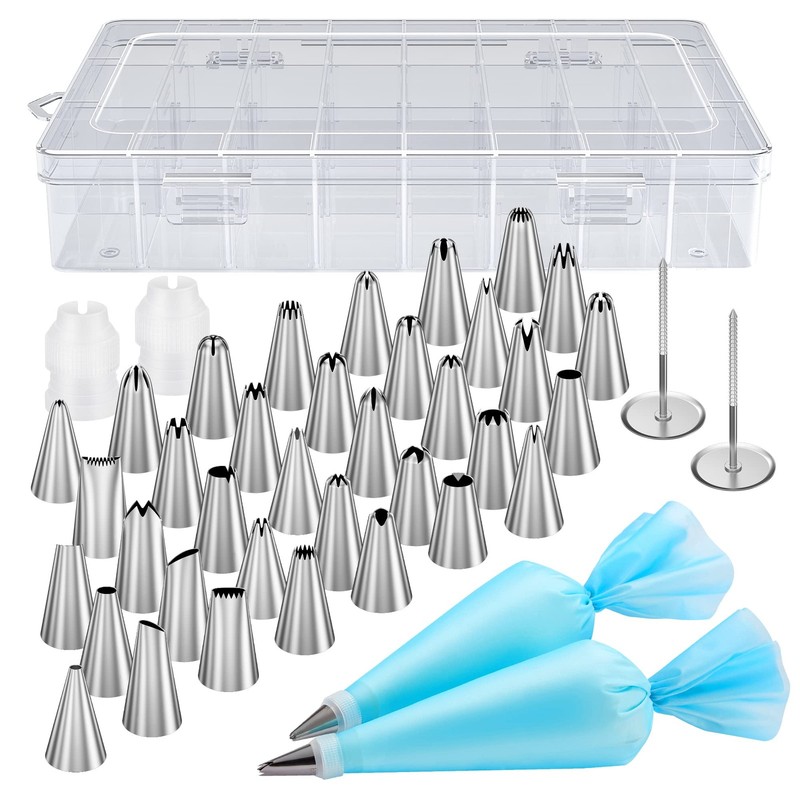 Kootek 42pcs Piping Bags and Tips Set, Cake Decorating 42 Piece Silver