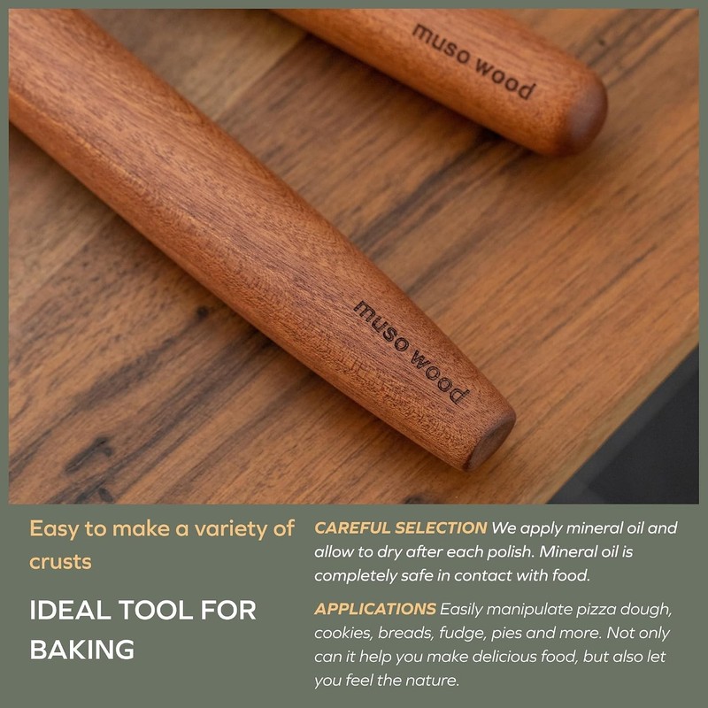 Sapele Wooden French Rolling Pin for Baking, Tapered Roller for Fondant, Pie ... gallery