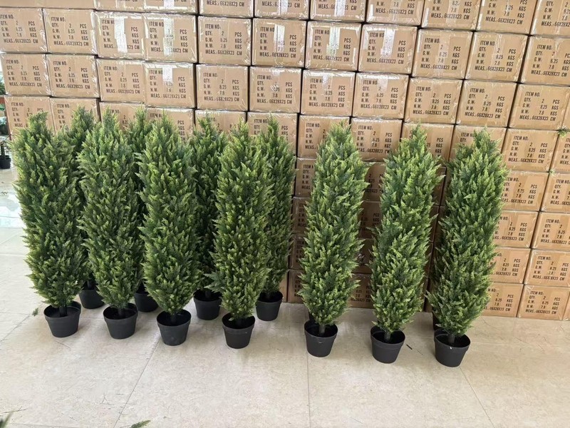 The Bloom Times 3Ft Tall Artificial Cedar Topiary Trees Set Of 2 Uv Resistant gallery