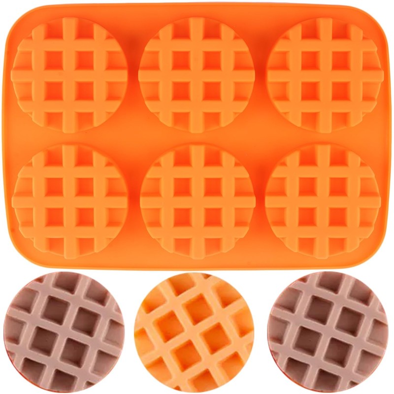 6 Cavity Round Waffle Silicone Chocolate Molds For Candy Chocolate Biscuit
