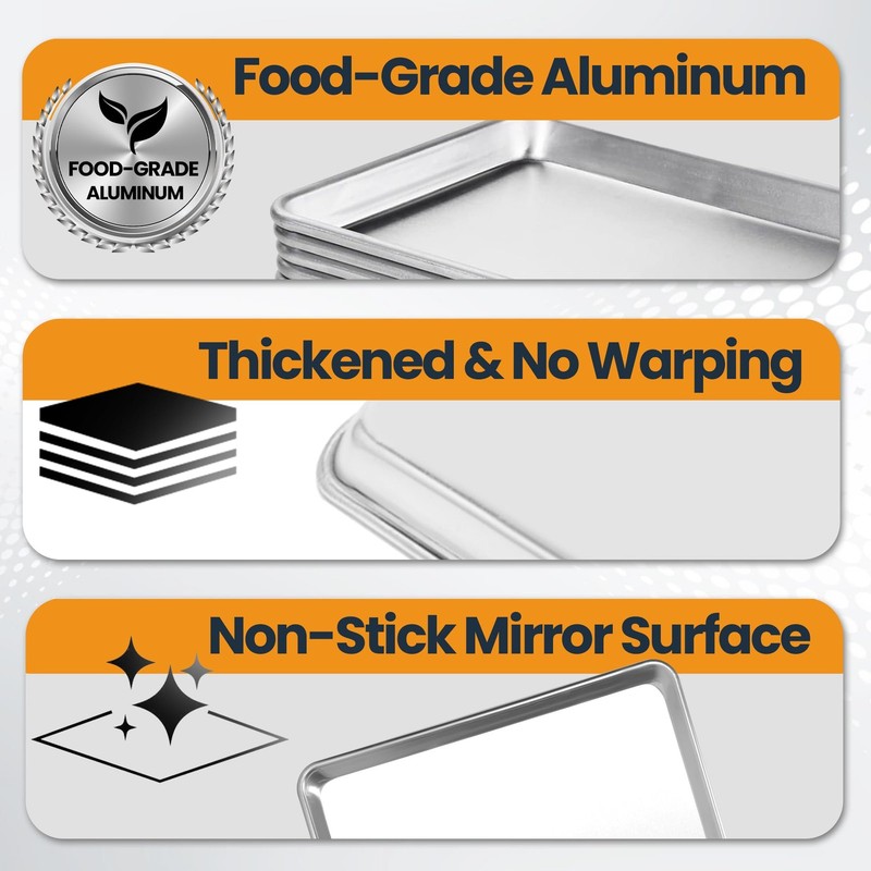 Fsuon 6 Pack Full Size Baking Sheet Pan Aluminum Commercial Cookie Sheet Pan gallery